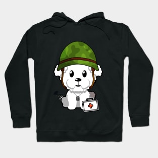 Cute furry dog is an army medic Hoodie